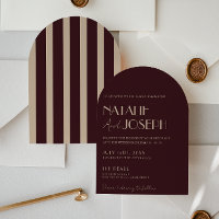 Burgundy Gold Old Money Stripes Arched Wedding