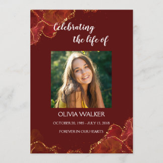 Burgundy & Gold Order of Service Program Programme