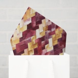 Burgundy Gold Peach Zigzag Christmas Tissue Paper