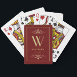 Burgundy gold Personalised Monogram and Name Playing Cards<br><div class="desc">You can customise it.</div>