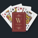 Burgundy gold Personalised Monogram and Name Playing Cards<br><div class="desc">You can customise it.</div>