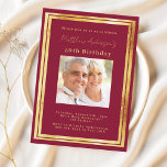Burgundy gold photo birthday invitation<br><div class="desc">An elegant,  modern,  simple birthday invitation.  A burgundy background decorated with faux gold frames.  Personalise and add a photo name and details. Golden text.</div>
