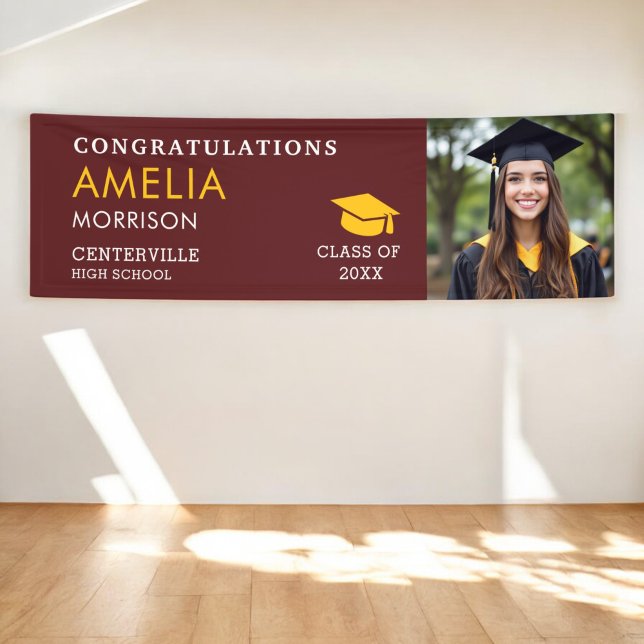 Burgundy Gold Photo Graduate Class Of Graduation Banner (Creator Uploaded)