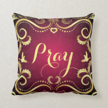 Burgundy Gold Pray Pattern Print Design