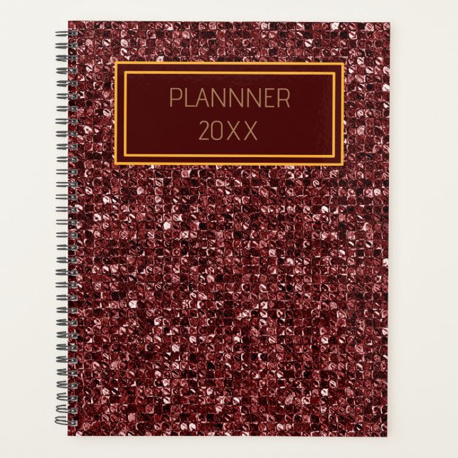 Burgundy gold print  minimalist  planner (Front)