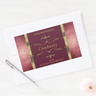 Burgundy Gold Product Labels with Glitter Borders