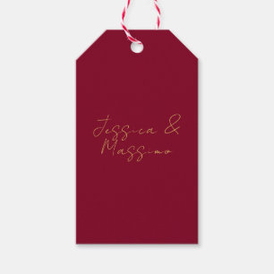 Burgundy Gold Professional Trendy Minimalist Names Gift Tags