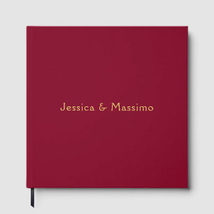 Burgundy Gold Professional Trendy Minimalist Names Guest Book