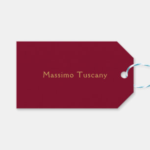 Burgundy Gold Professional Trendy Minimalist Text Gift Tags