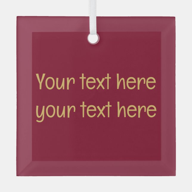 Burgundy Gold Professional Trendy Minimalist Text Glass Tree Decoration (Front)