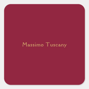 Burgundy Gold Professional Trendy Minimalist Text Square Sticker