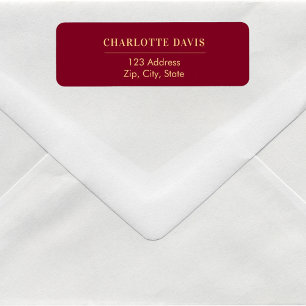 Burgundy gold return address 