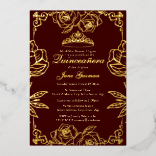Burgundy Gold Rose Garden Quinceanera