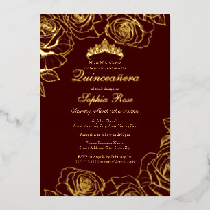 Burgundy Gold Rose Garden Quinceanera 