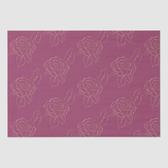 Burgundy Gold Rose Tissue Paper (Front)