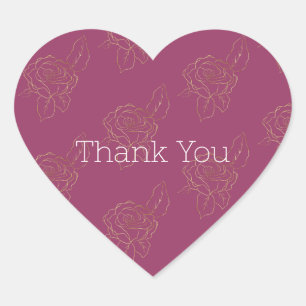 Burgundy Gold Roses Heart Sticker