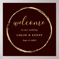 Burgundy & Gold Rustic Gold Circle Wedding Welcome