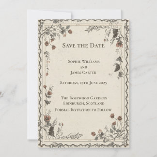 Burgundy Gold Scottish Save the Date Card | Rich D