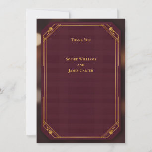 Burgundy Gold Scottish Wedding Thank You Card Pe