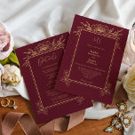 Burgundy Gold Simple Monogram All In One Wedding Invitation<br><div class="desc">This burgundy gold simple monogram all in one wedding invitation features a gorgeous sophisticated dark merlot backdrop with elegant gold calligraphy and gilded floral embellishments. The jewel-tone colour story and the golden botanical boho accents together with minimal delicate script create a regal and romantic modern aesthetic that strikes a perfect...</div>