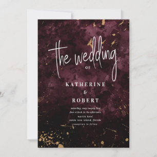 Burgundy Gold Sprinkles Wedding Invitation