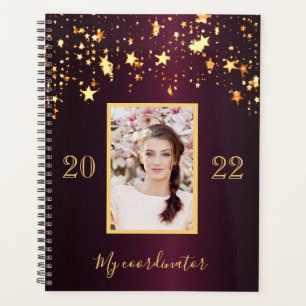Burgundy gold stars photo 2027 planner