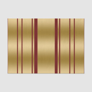 Burgundy & Gold Stripes Pattern Tissue Paper