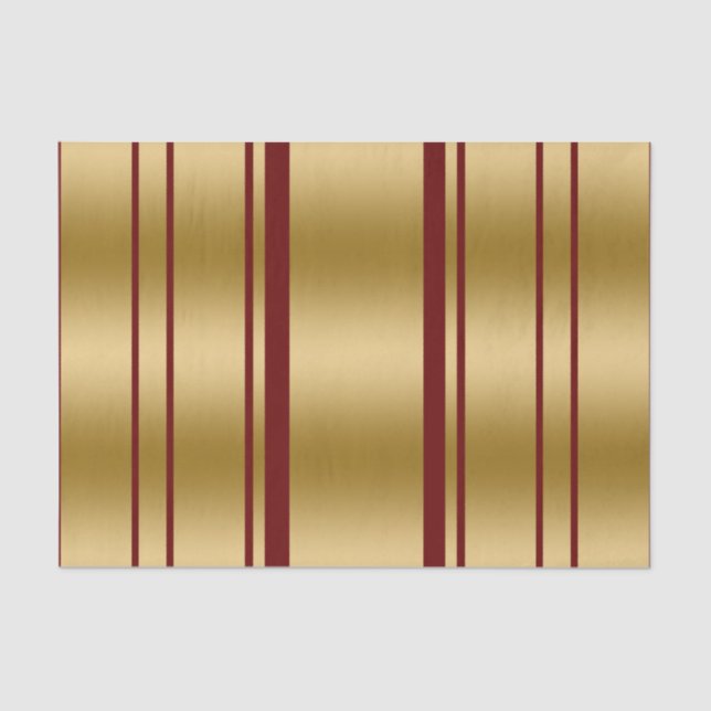 Burgundy & Gold Stripes Pattern Tissue Paper (Front)
