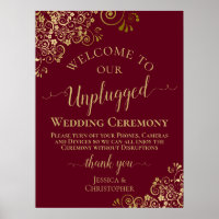 Burgundy & Gold Stylish Unplugged Wedding Ceremony