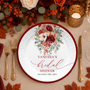 Burgundy Gold terracotta fall bridal shower plates
