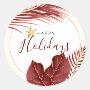 Burgundy & Gold Tropical Holiday Envelope Seals