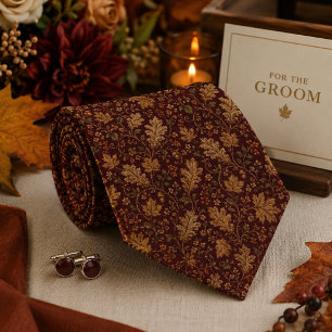Burgundy Gold Vintage Damask Luxury Baroque Tie