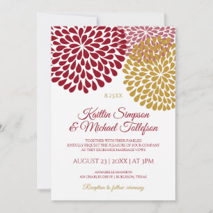 Burgundy & Gold Wedding Invitations Floral & Fun