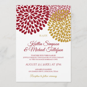 Burgundy & Gold Wedding Invitations   Floral & Fun