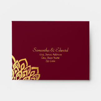 Burgundy Gold Wedding RSVP Envelope