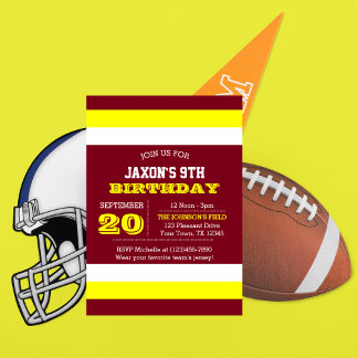 Burgundy Gold White Team Birthday Invitation