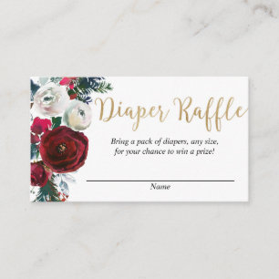 Burgundy gold winter gender neutral diaper raffle enclosure card
