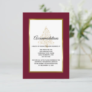 Burgundy Gold Winter Wedding Accommodations Enclosure Card