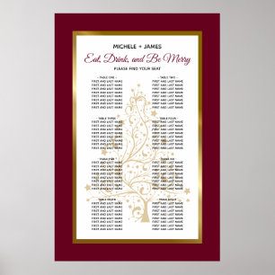 Burgundy Gold Winter Wedding Seating Chart
