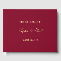 Burgundy Golden Beige Wedding Guest Book