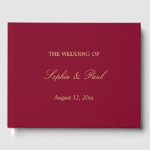 Burgundy Golden Beige Wedding Guest Book