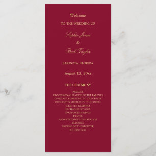 Burgundy Golden Beige Wedding Program