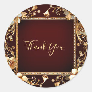 Burgundy Golden Flowers Sticker
