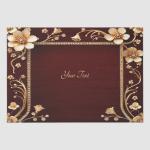 Burgundy Golden Flowers Tissue Paper