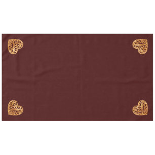 Burgundy Golden Heart Symbol of Love Tablecloth