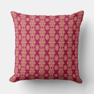 Burgundy & Golden Sand Geometric Shape Pattern Cushion
