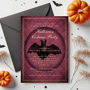 Burgundy Gothic Bat Halloween Costume Party