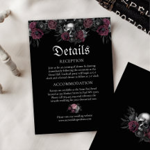 Burgundy Gothic Floral Skull Wedding Details