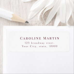 Burgundy Graceful Script Typography Return Address