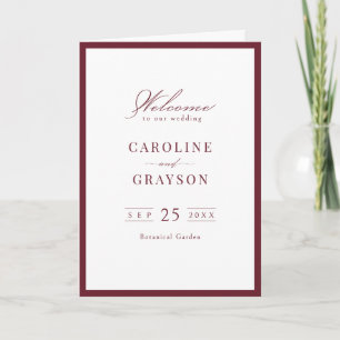 Burgundy Graceful Script Typography Wedding Programme